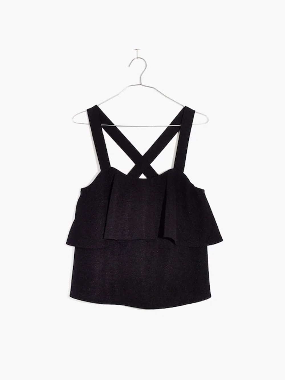 Madewell Black Cross Back‎ Peplum Tank Top XS